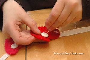 C sewing on a button