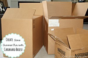 Cardboard Box Cars by fivelittlechefs.com - Create some Summer Fun with #Cardboard - #cardboard boxes #Box Car #craft