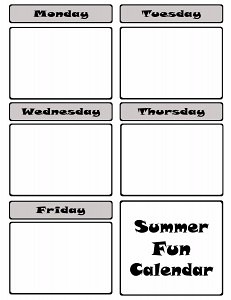 Summer Calendar from fivelittlechefs.com Is a printable calendar with seven pages of ideas for your kids to choose. #summer calendar #printable #kidscrafts