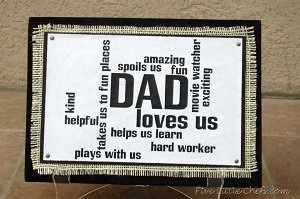 A fun custom father's day gift your Dad will love from fivelittlechefs.com #fathers day #word art #kids crafts