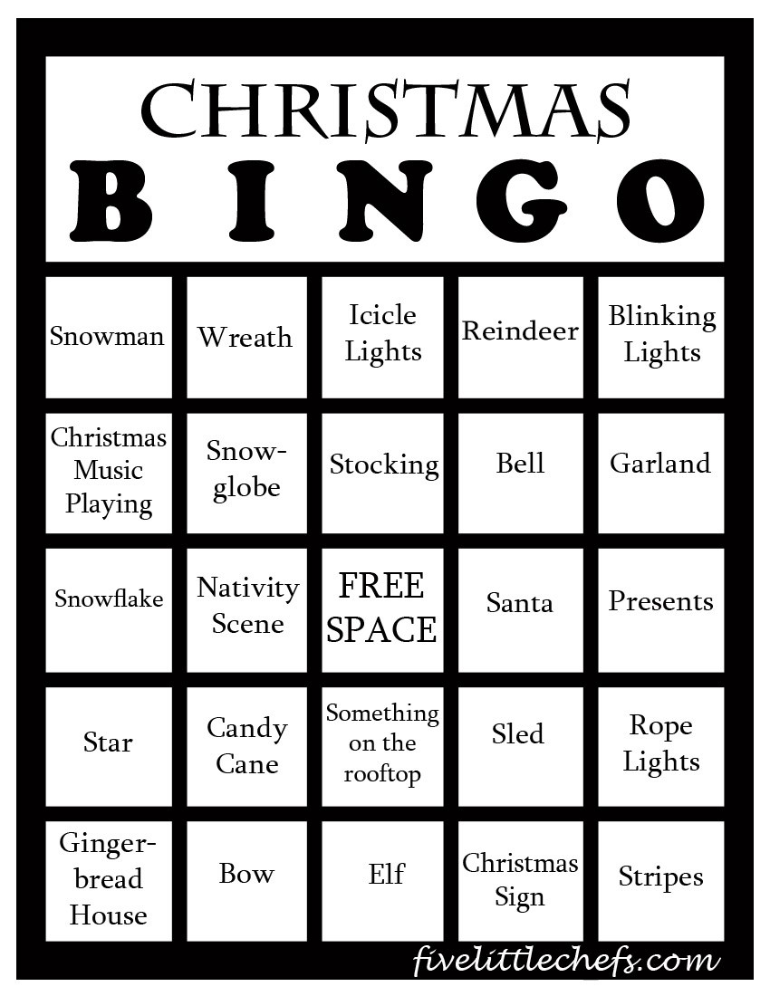 Christmas Bingo from fivelittlechefs.com #bingo #christmas
