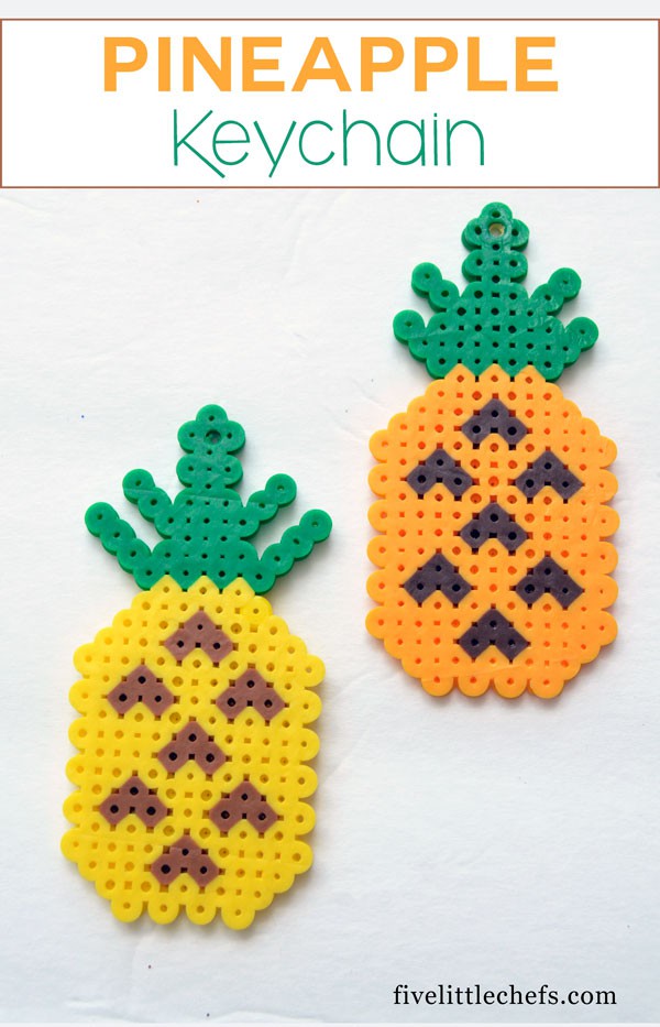 DIY Pineapple keychains for keys or backpacks or gifts. This is one of those kids crafts that keeps their attention until completion.