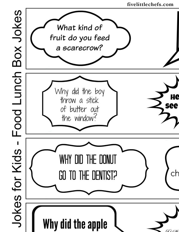 Food Lunch Box Jokes for kids school lunches. My kids are enjoying taking one each day to share with their friends.