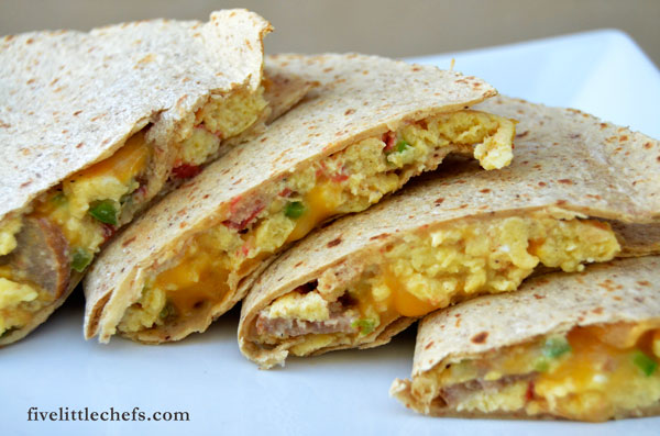 Sausage & Egg Breakfast Quesadilla - One of those easy breakfast recipes my kids like to help make for any meal. 