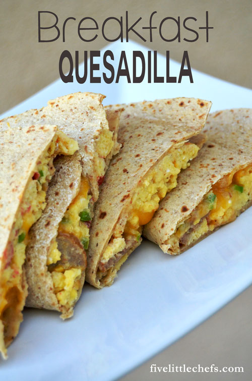 Sausage & Egg Breakfast Quesadilla - One of those easy breakfast recipes my kids like to help make for any meal. 
