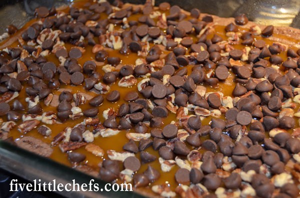 Chocolate Turtle Cake is an easy recipe. Use a german chocolate cake mix then add in some chocolate chips and caramel.