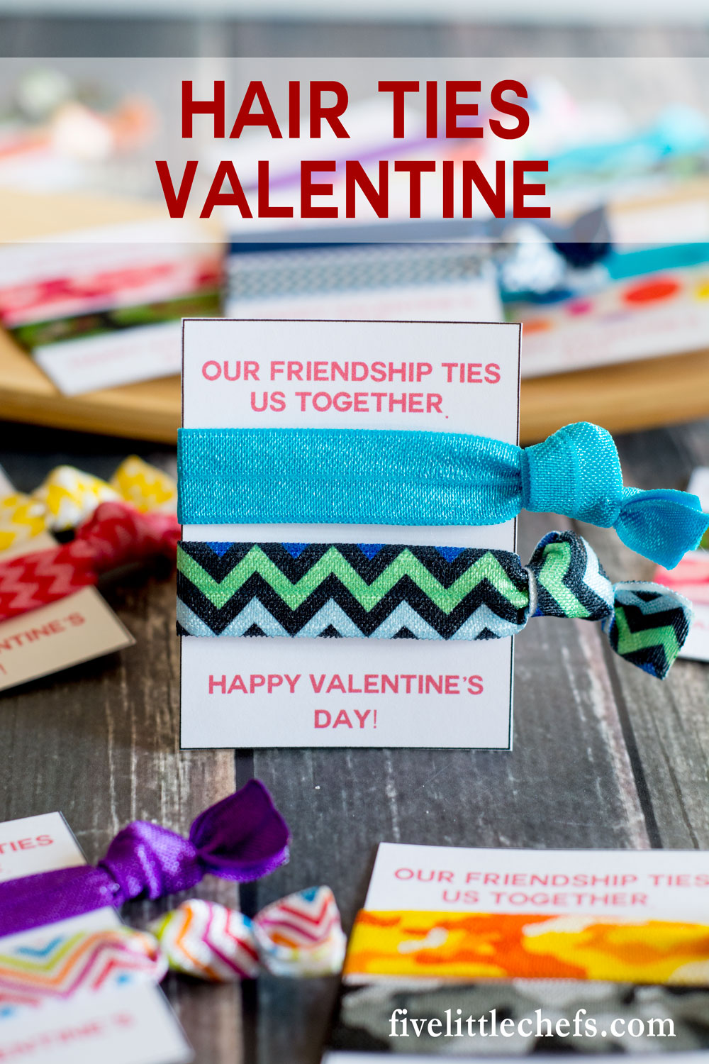 Hair ties classroom valentine ideas for kids are cute, cheap and easy. Use the printables then add a DIY no crease hair tie. A great valentine's day idea for friends and family. Works as a fun no candy option for school.