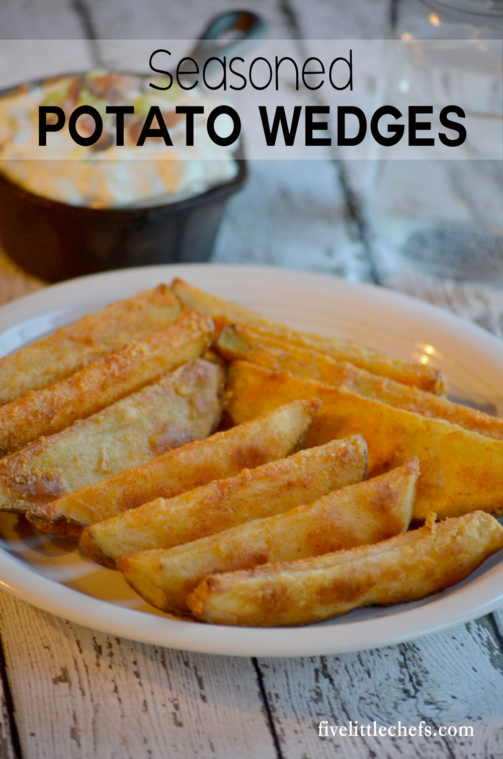 Seasoned potato wedges recipes are baked in the oven until crispy. A simple, cheap side dish or appetizer that can be served with sour cream or your favorite dipping sauces.