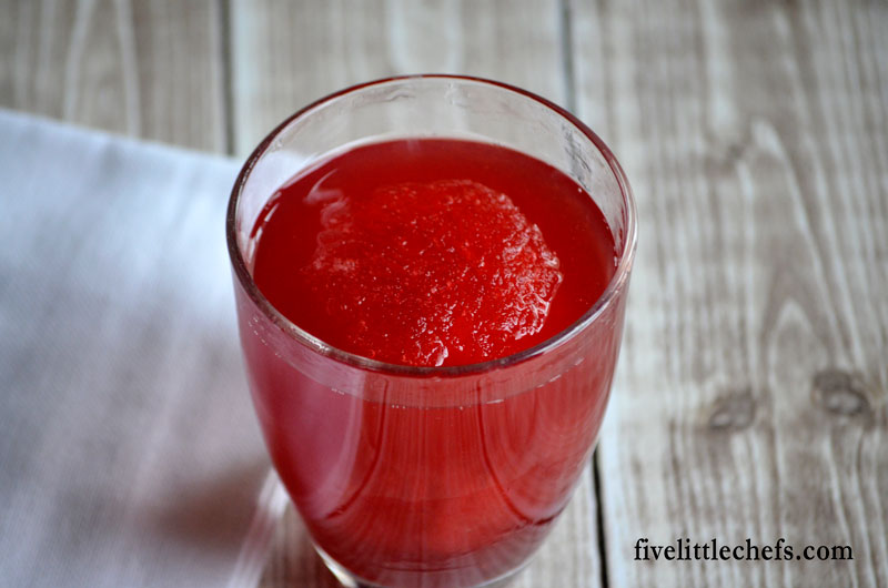 Don't forget a special Valentine's Day Punch to go along with your Valentine's Day meal. This red drink needs to be put together the night before to freeze. An hour before your special dinner thaw the frozen part and then combine it with soda. I love simple recipes like this.
