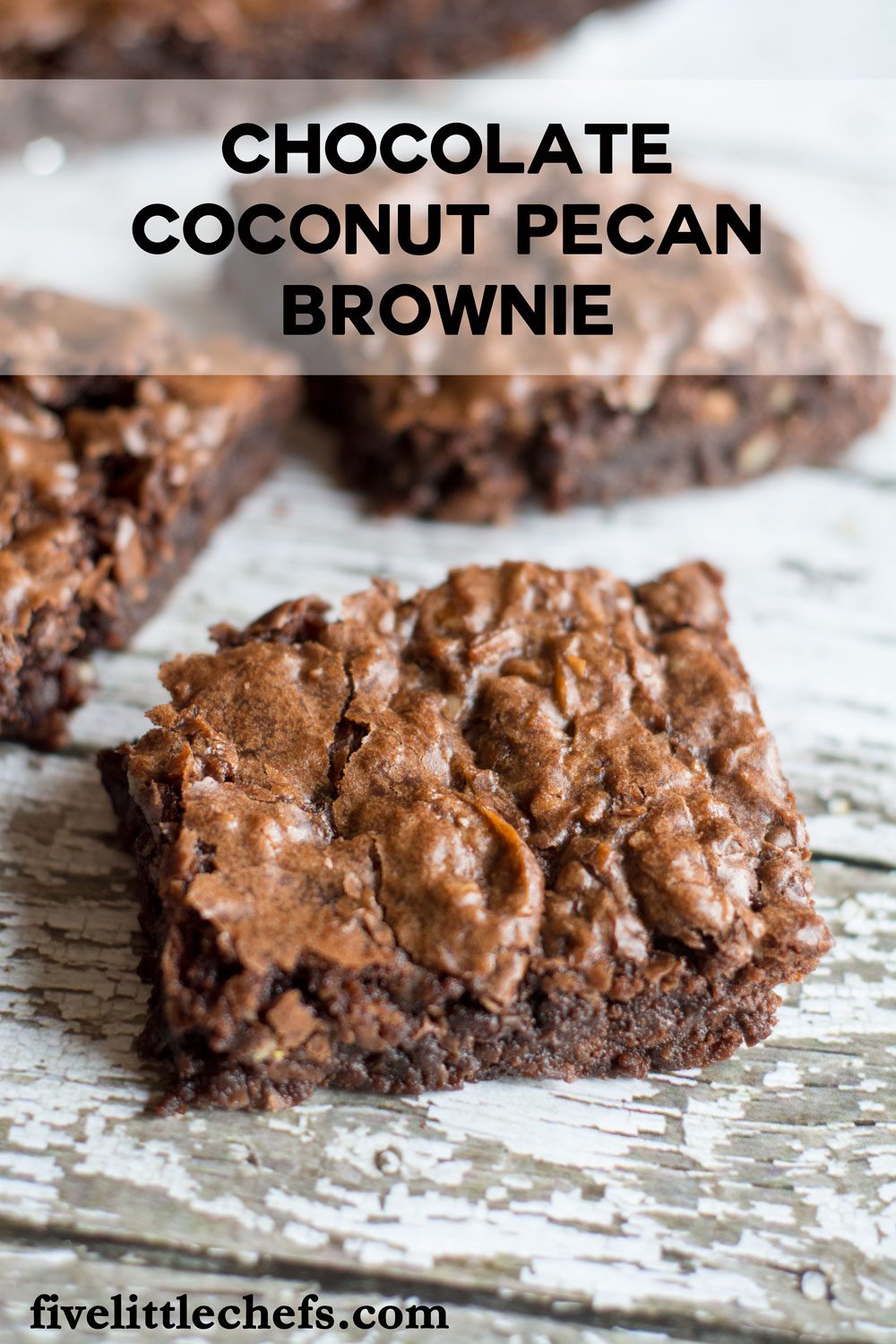 Easy Chocolate Pecan Brownie recipe made from a boxed mix and then taken to a new level with chocolate chips, coconut and pecans. 