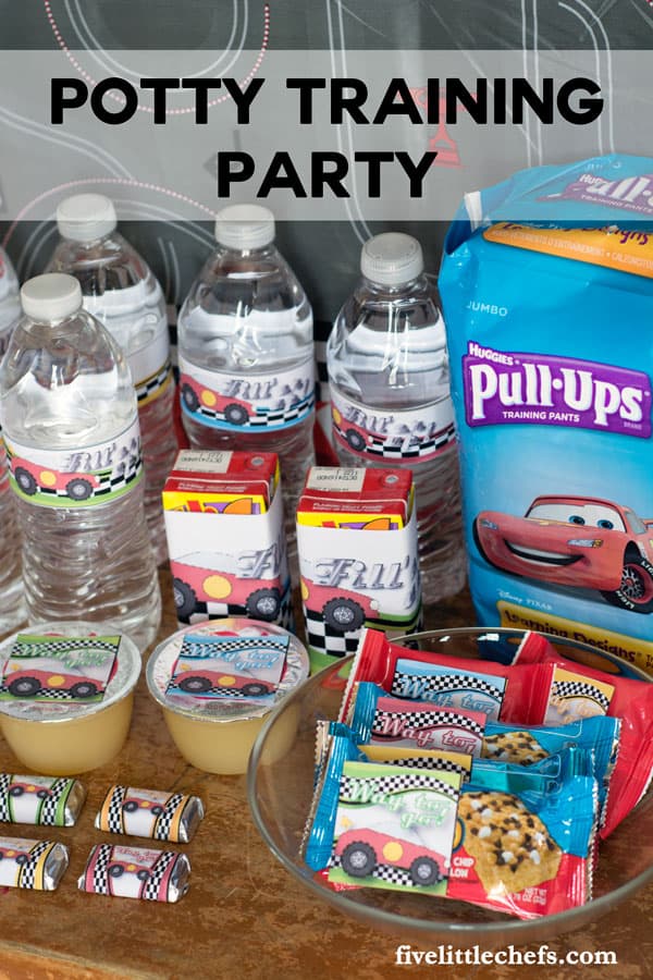 Thinking about potty training? We had a Potty Training Party with Huggies® Pull-Ups® Learning Designs®. It really was a party with balloons, drinks, treats and lots of praise. Grab these free printables for your potty training party. fivelittlechefs.com